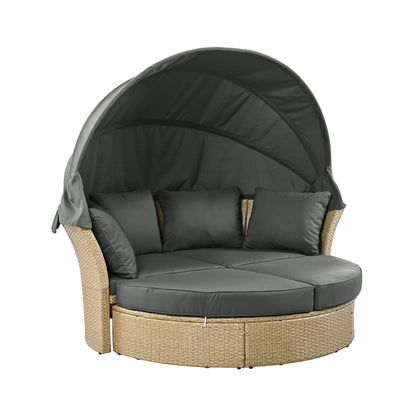Alora Premium Outdoor Garden Wicker Rattan Patio Daybed With Retractable Canopy