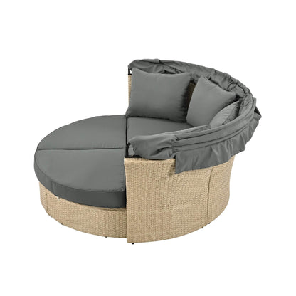 Alora Premium Outdoor Garden Wicker Rattan Patio Daybed With Retractable Canopy