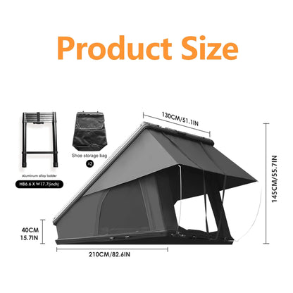 Trailora Nova Aluminum Hard-Shell Rooftop Tent with Ladder, Tri-Color LED Lighting, and Memory Foam Mattress