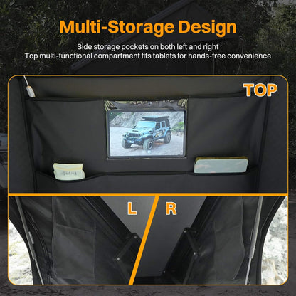 Trailora Nova Aluminum Hard-Shell Rooftop Tent with Ladder, Tri-Color LED Lighting, and Memory Foam Mattress