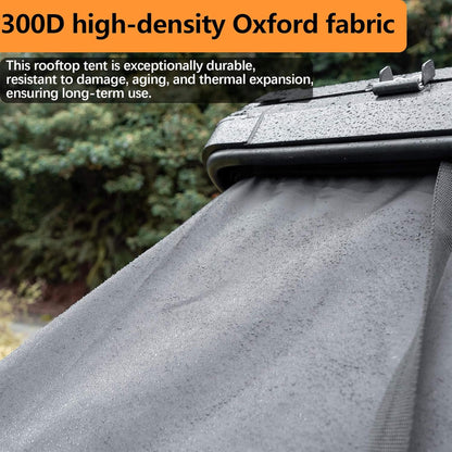Trailora Nova Aluminum Hard-Shell Rooftop Tent with Ladder, Tri-Color LED Lighting, and Memory Foam Mattress