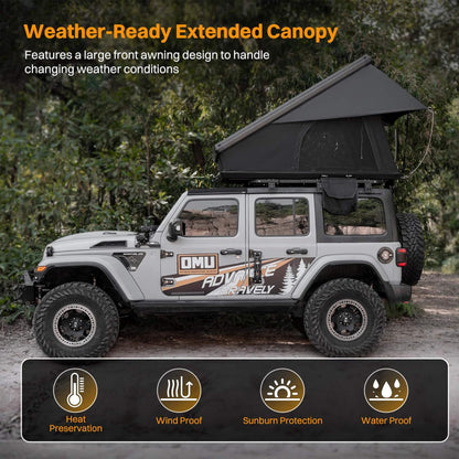 Trailora Nova Aluminum Hard-Shell Rooftop Tent with Ladder, Tri-Color LED Lighting, and Memory Foam Mattress