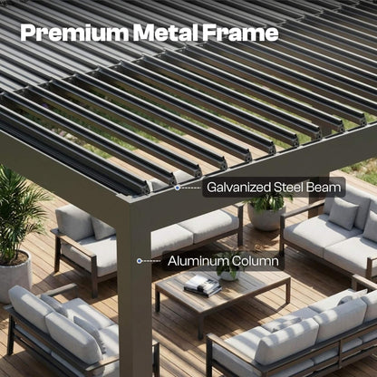 Alora Aluminum Louvered Pergola Kit with Adjustable Roof & Drainage