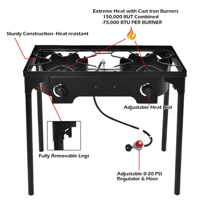 150,000 BTU Double Burner Outdoor Stove