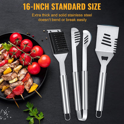 BBQ Tool Grilling Accessories 16-Inch Stainless Steel BBQ Grill Tools