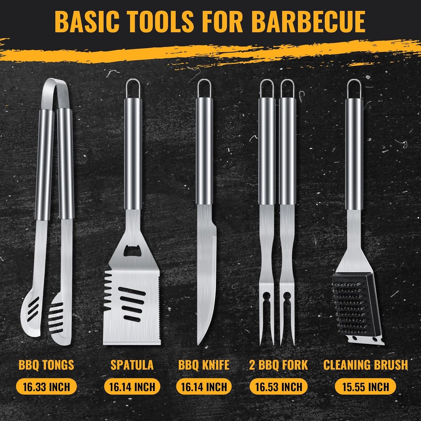 BBQ Tool Grilling Accessories 16-Inch Stainless Steel BBQ Grill Tools