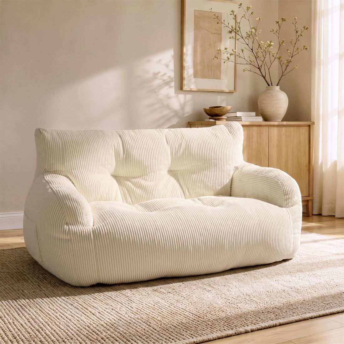 Pamapic 2-Seat Structured Big Bean Bag Chairs for Adult