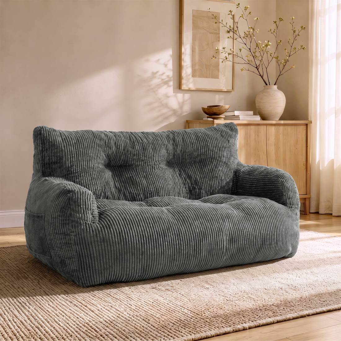 Pamapic 2-Seat Structured Big Bean Bag Chairs for Adult