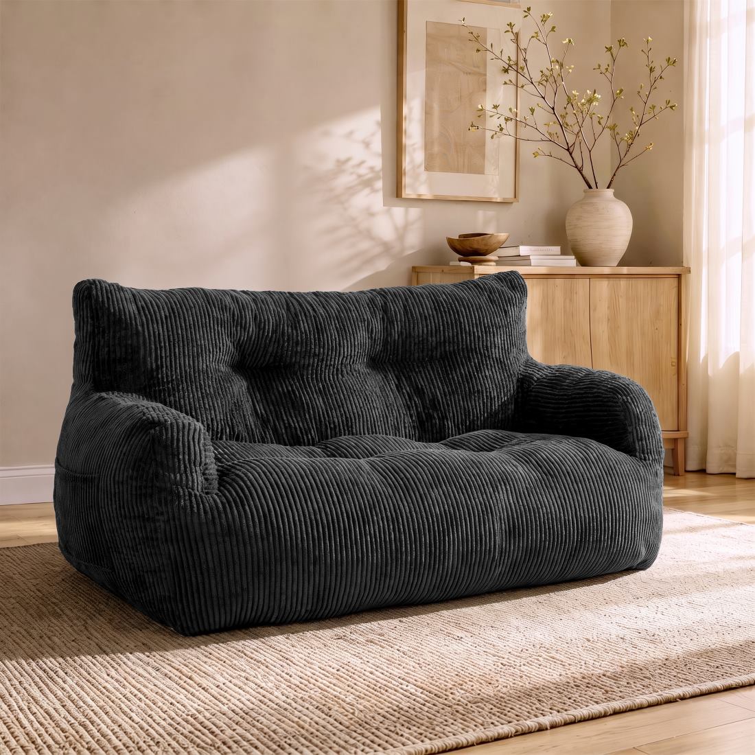 Pamapic 2-Seat Structured Big Bean Bag Chairs for Adult