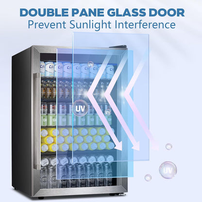 Beverage Refrigerator Cooler 4.4 CU. FT. 145 Can Mini Fridge with Glass Door W58128SSH