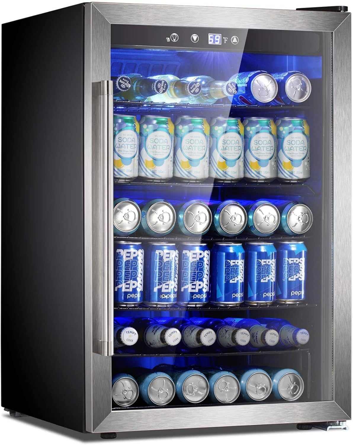 Beverage Refrigerator Cooler 4.4 CU. FT. 145 Can Mini Fridge with Glass Door W58128SSH