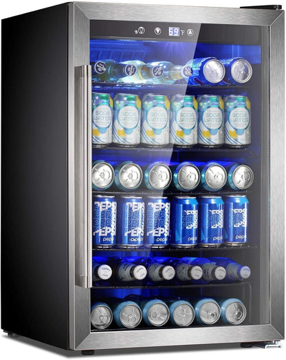 Beverage Refrigerator Cooler 4.4 CU. FT. 145 Can Mini Fridge with Glass Door W58128SSH