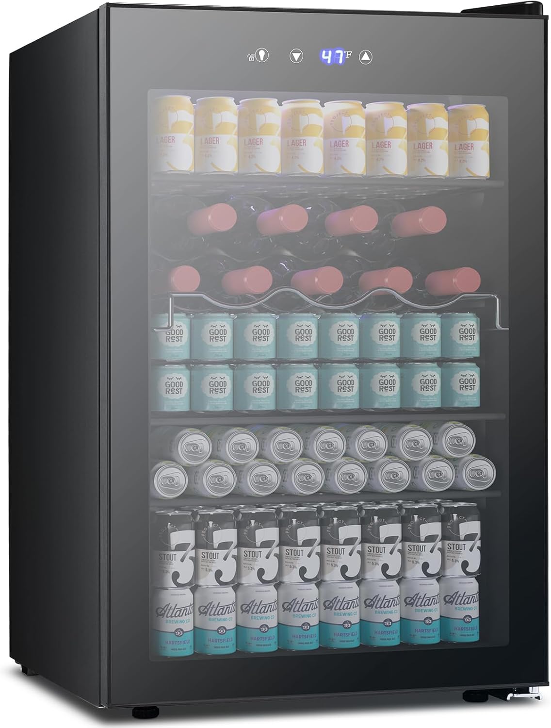 Beverage Refrigerator Wine Cooler 4.5 CU. FT. 145 Can Mini Fridge W58128BH