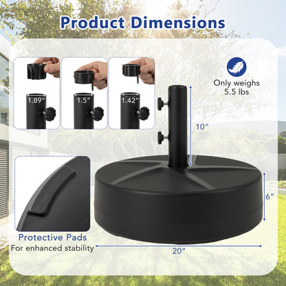 Patio Umbrella Base 88LBS Capacity Water and Sand Fillable Market Table Umbrella Stand