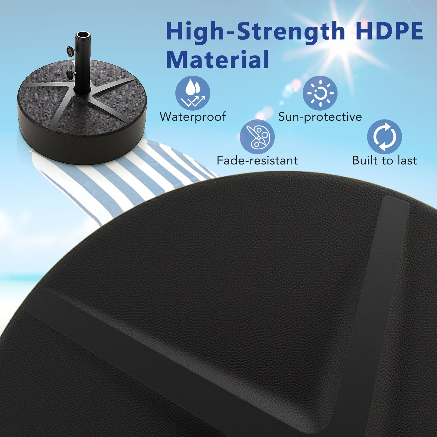 Patio Umbrella Base 88LBS Capacity Water and Sand Fillable Market Table Umbrella Stand