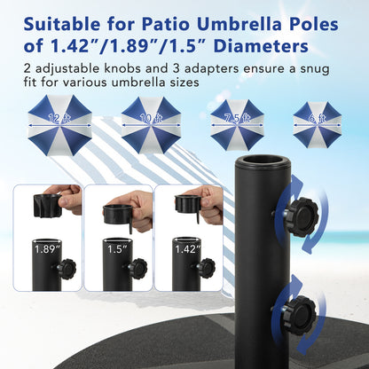 Patio Umbrella Base 88LBS Capacity Water and Sand Fillable Market Table Umbrella Stand