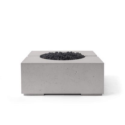 Bravo 32" Square Concrete Fire Pit - Match Lit