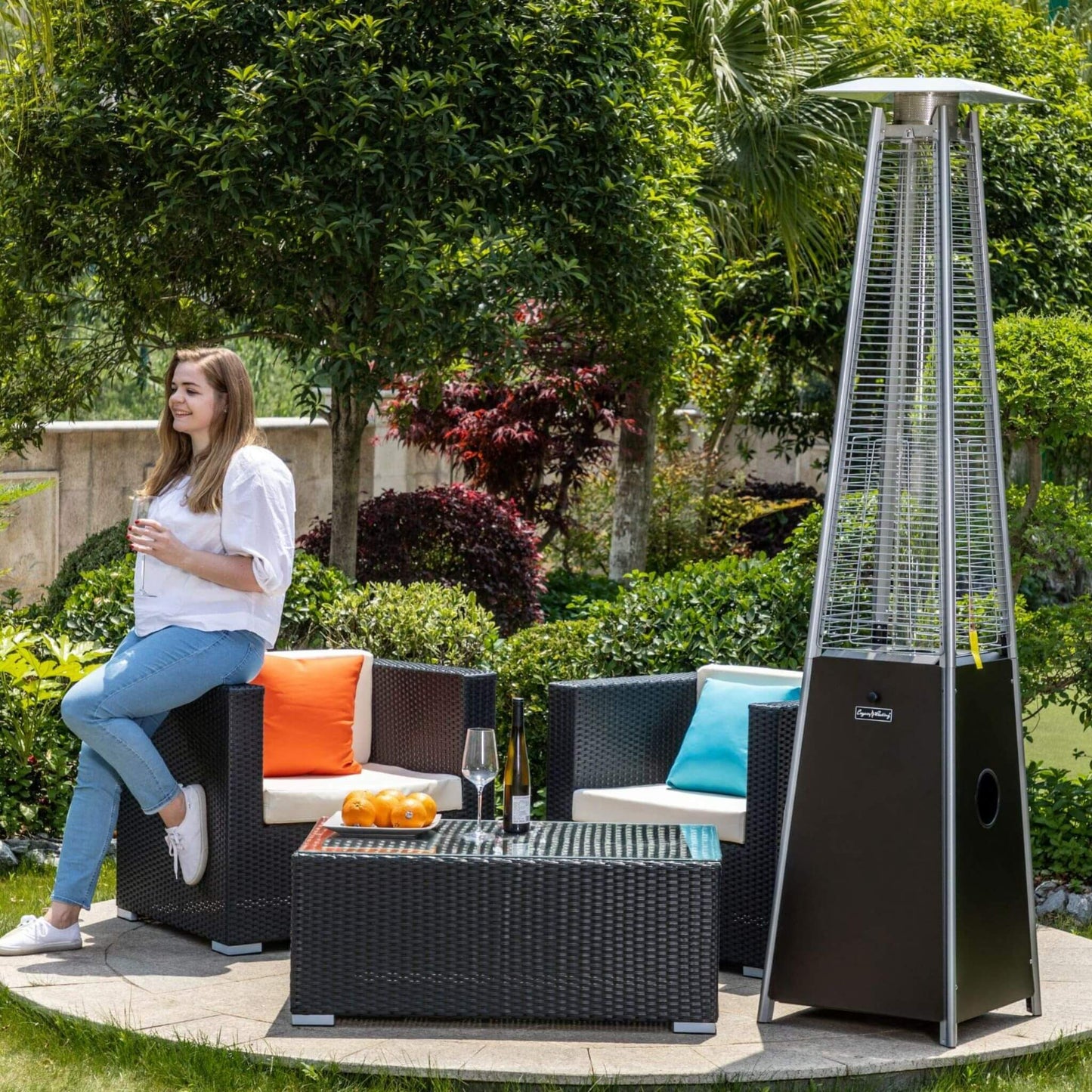Legacy Heating Commercial Bronze Quartz Glass Tube Patio Outdoor Propane Heater for Backyards, Decks and Restaurants