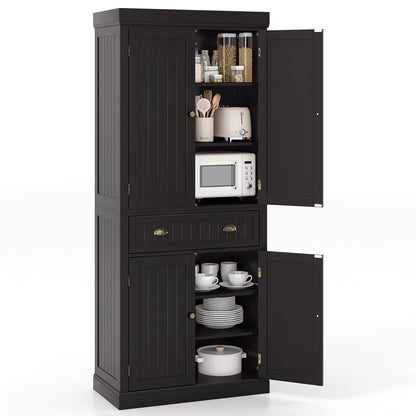 Cupboard Freestanding Kitchen Cabinet with Adjustable Shelves - Dark Brown