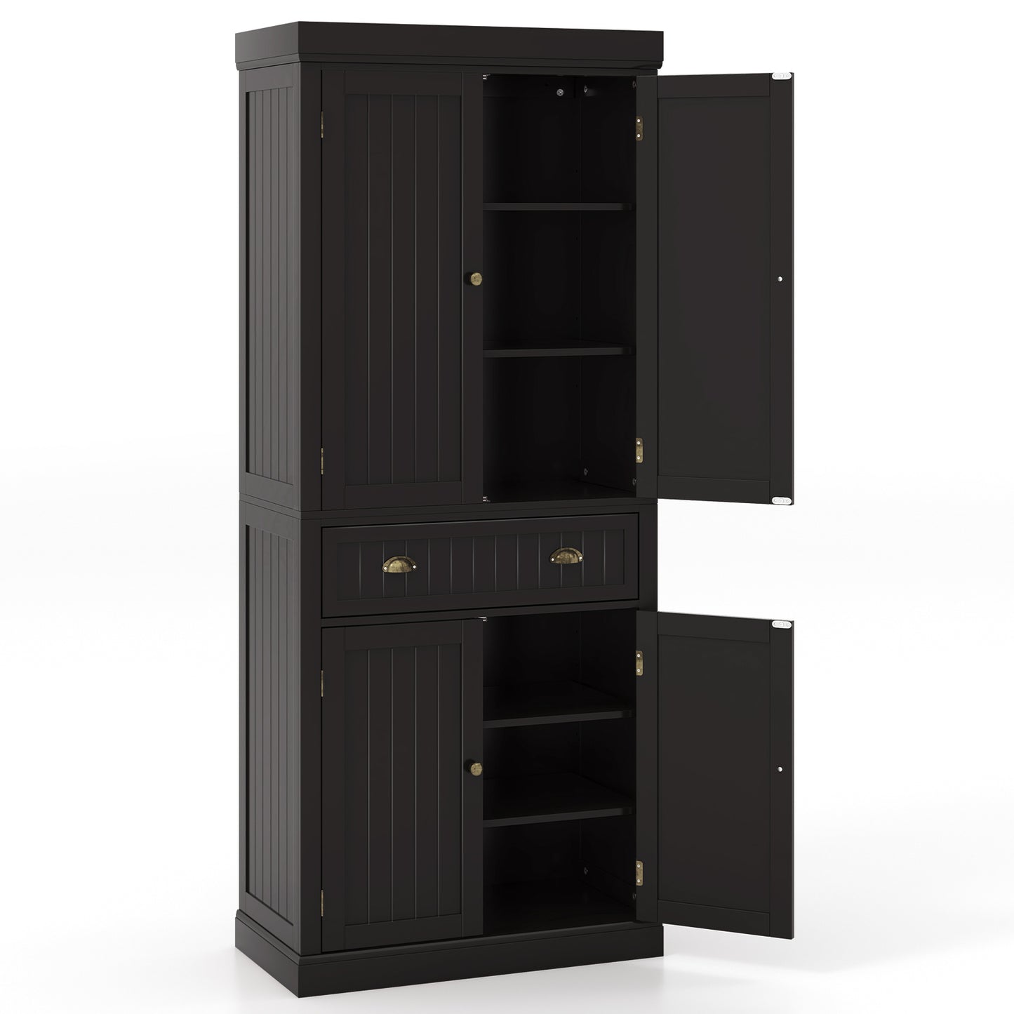 Cupboard Freestanding Kitchen Cabinet with Adjustable Shelves - Dark Brown