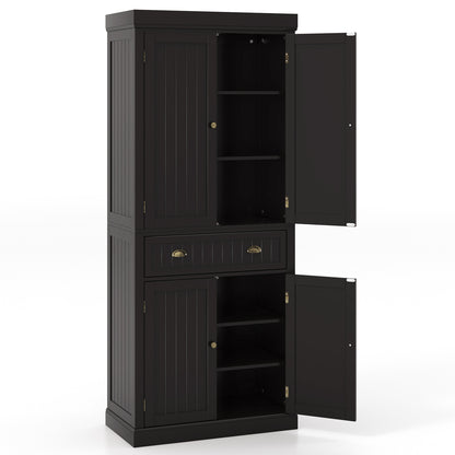 Cupboard Freestanding Kitchen Cabinet with Adjustable Shelves - Dark Brown
