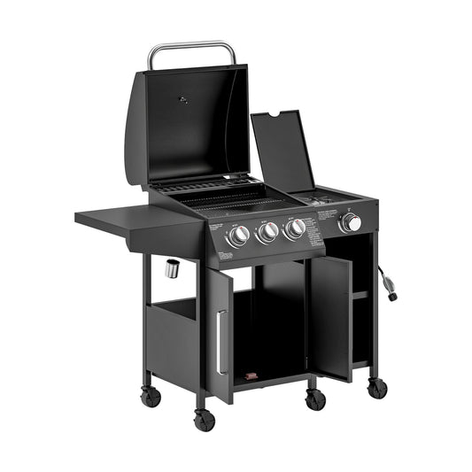Castelle Flame 15K BTU Barbecue Propane Gas Grill With Side Burner