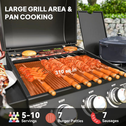 Castelle Flame 15K BTU Barbecue Propane Gas Grill With Side Burner