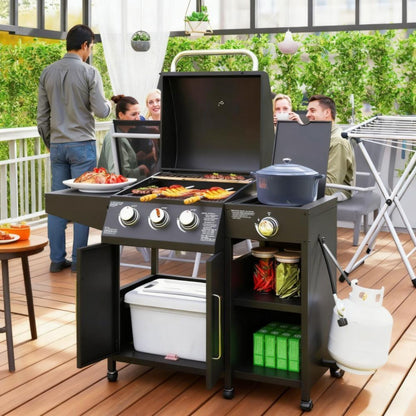 Castelle Flame 15K BTU Barbecue Propane Gas Grill With Side Burner