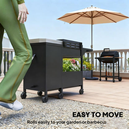 Castelle Flame 15K BTU Barbecue Propane Gas Grill With Side Burner