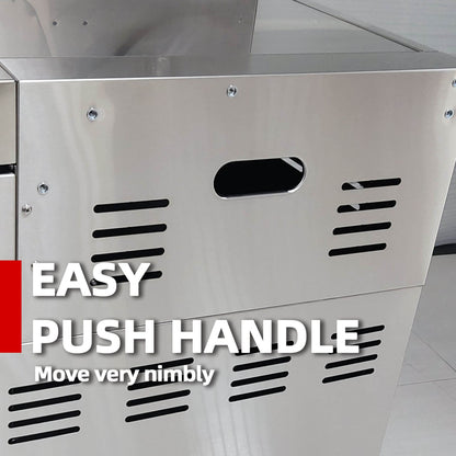 Castelle Flame 62-Inch 6-Burner Gas Outdoor Grill Island with Wine Cooler and Rotisserie