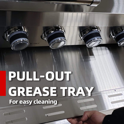 Castelle Flame 62-Inch 6-Burner Gas Outdoor Grill Island with Wine Cooler and Rotisserie