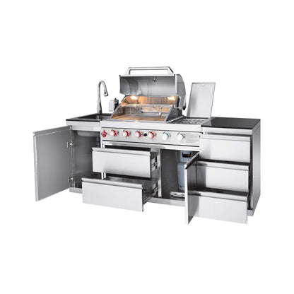 Castelle Flame Deluxe 4-Burner 72000 BTU Stainless Steel BBQ Island