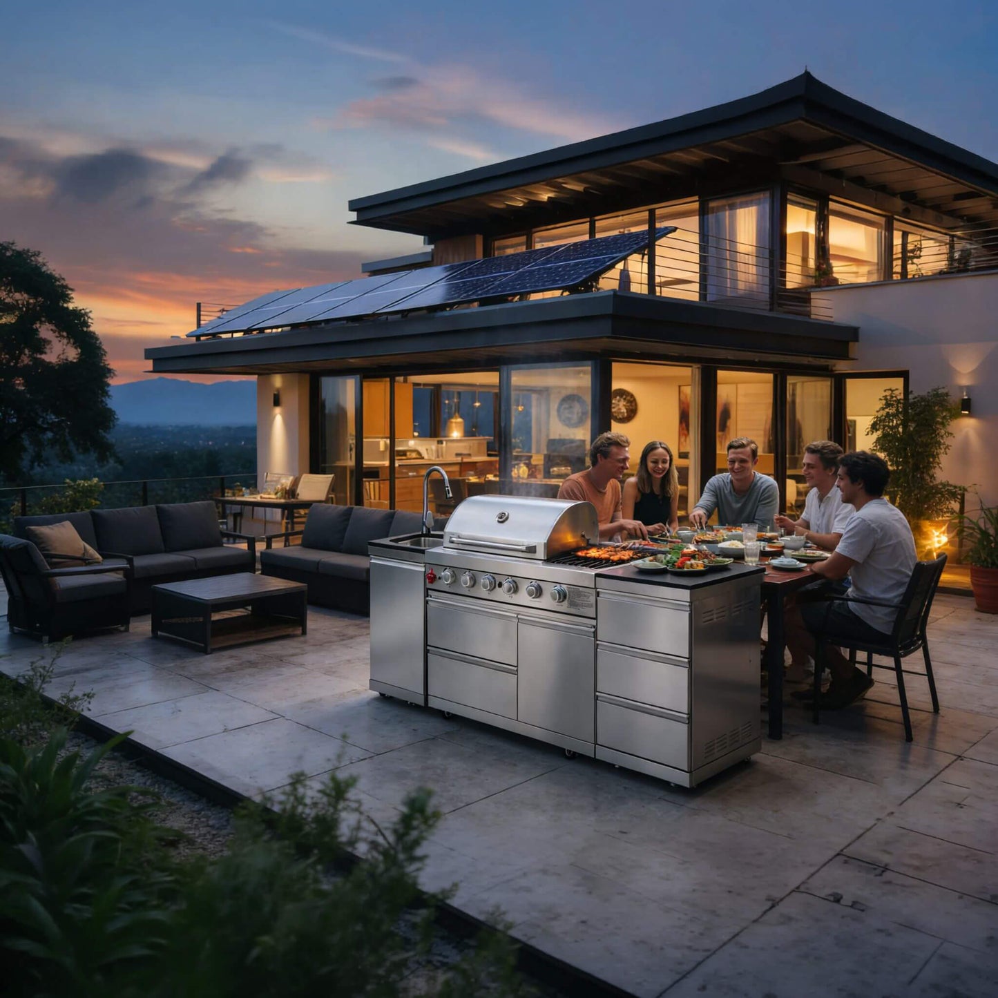 Castelle Flame Deluxe 4-Burner 72000 BTU Stainless Steel BBQ Island