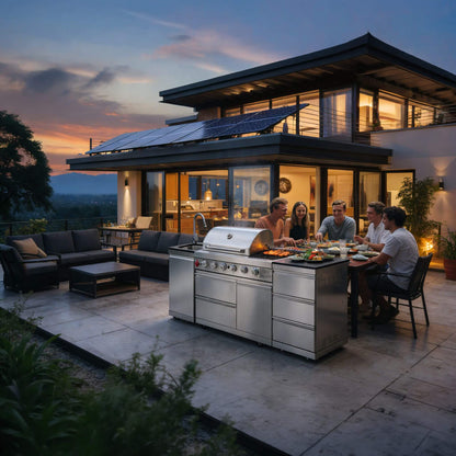 Castelle Flame Deluxe 4-Burner 72000 BTU Stainless Steel BBQ Island