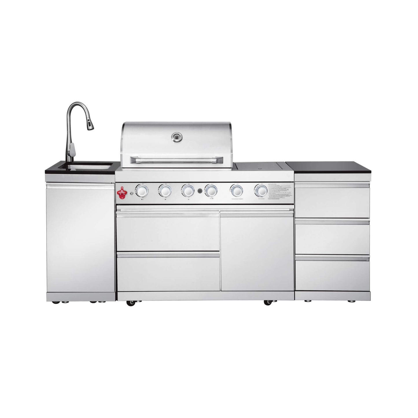 Castelle Flame Deluxe 4-Burner 72000 BTU Stainless Steel BBQ Island