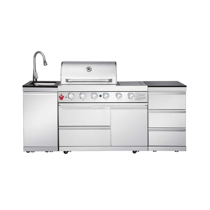 Castelle Flame Deluxe 4-Burner 72000 BTU Stainless Steel BBQ Island