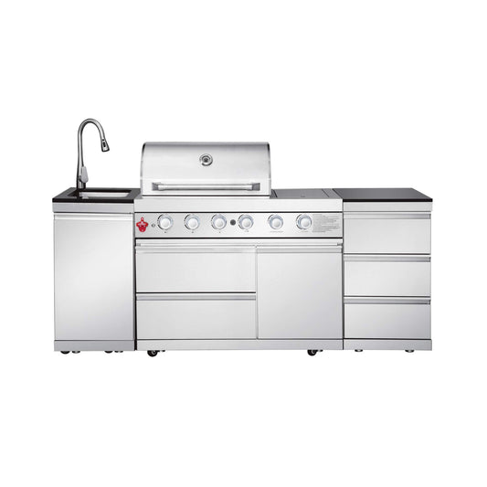 Castelle Flame Deluxe 4-Burner 72000 BTU Stainless Steel BBQ Island