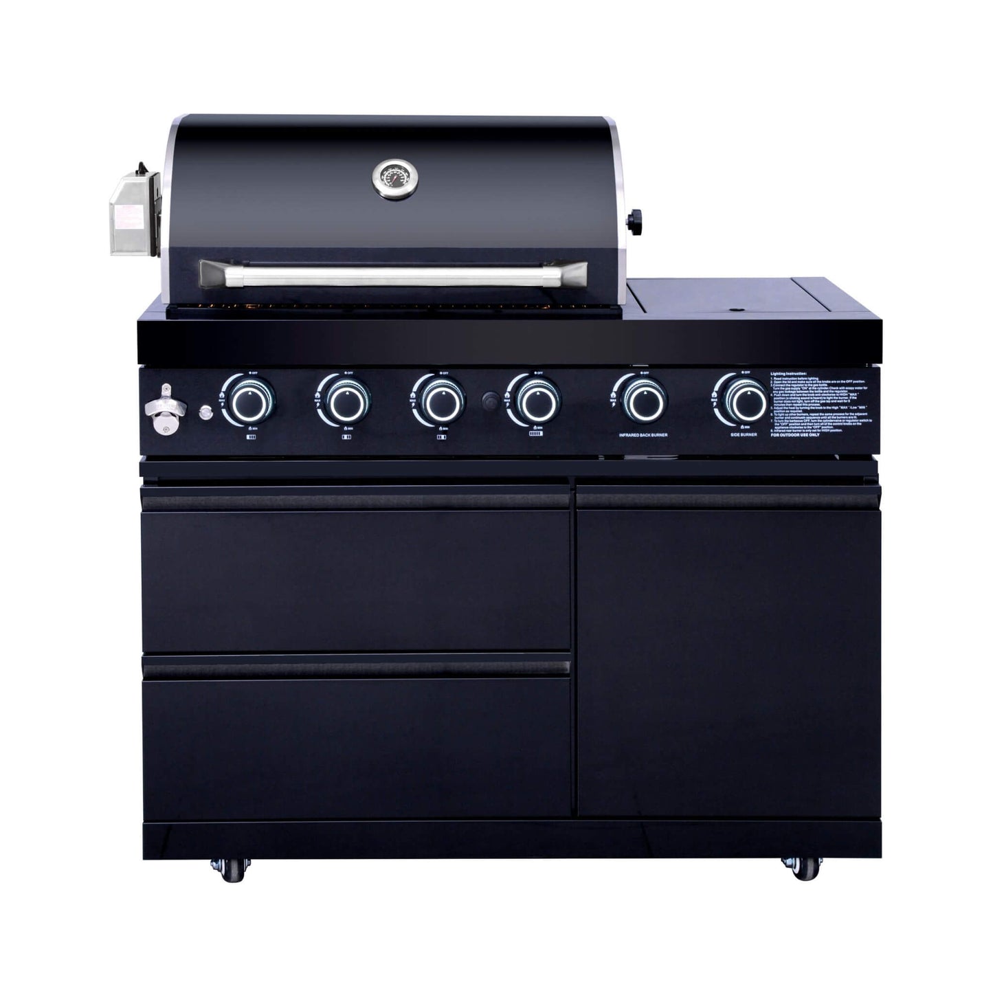 Castelle Flame Monarch 4-Burner 72000 BTU BBQ Island with Fridge and Sink