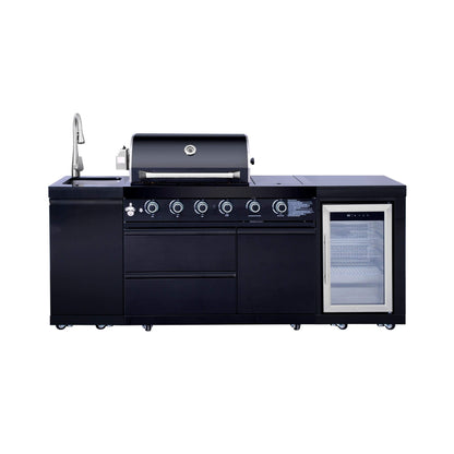 Castelle Flame Monarch 4-Burner 72000 BTU BBQ Island with Fridge and Sink