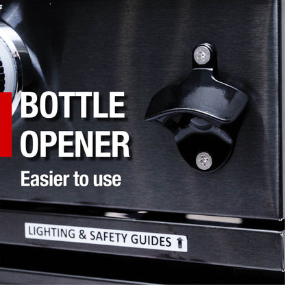 Castelle Flame Premium Black Stainless Steel 4-Burner Gas Grill With Rotisserie Kit