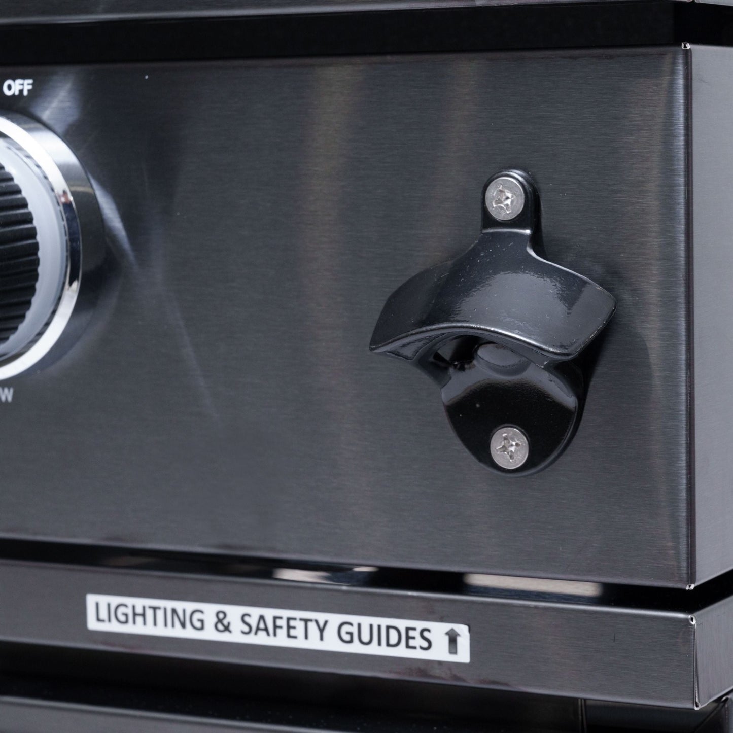 Castelle Flame Premium Black Stainless Steel 4-Burner Gas Grill With Rotisserie Kit