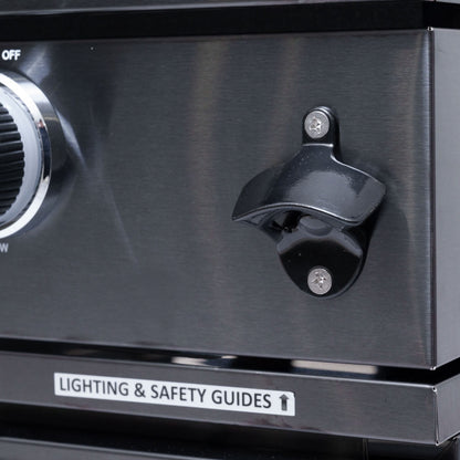 Castelle Flame Premium Black Stainless Steel 4-Burner Gas Grill With Rotisserie Kit