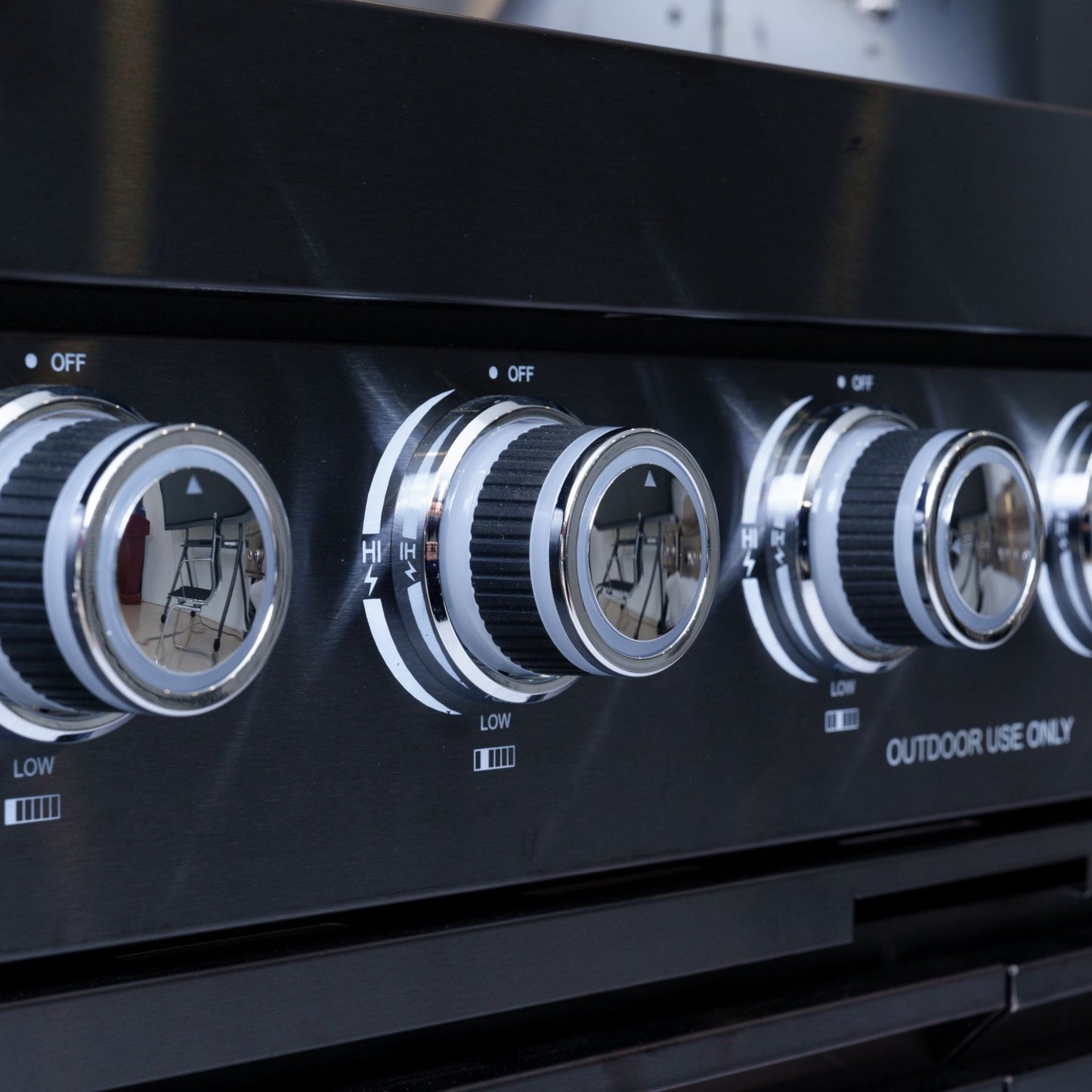 Castelle Flame Premium Black Stainless Steel 4-Burner Gas Grill With Rotisserie Kit