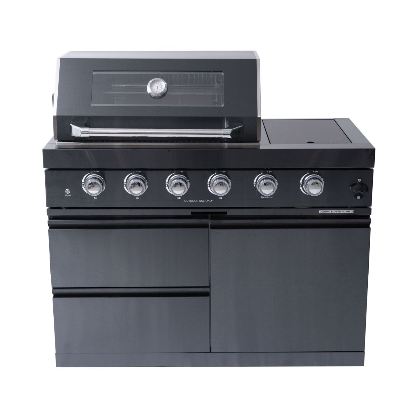 Castelle Flame Premium Black Stainless Steel 4-Burner Gas Grill With Rotisserie Kit