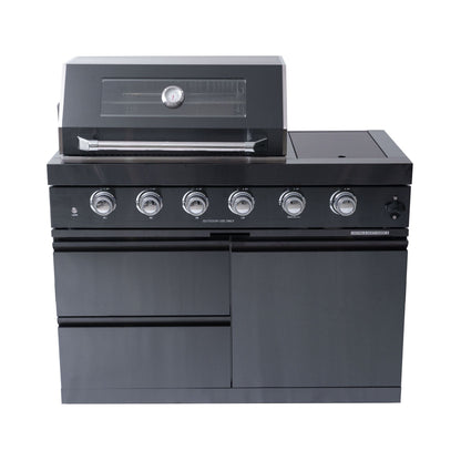 Castelle Flame Premium Black Stainless Steel 4-Burner Gas Grill With Rotisserie Kit