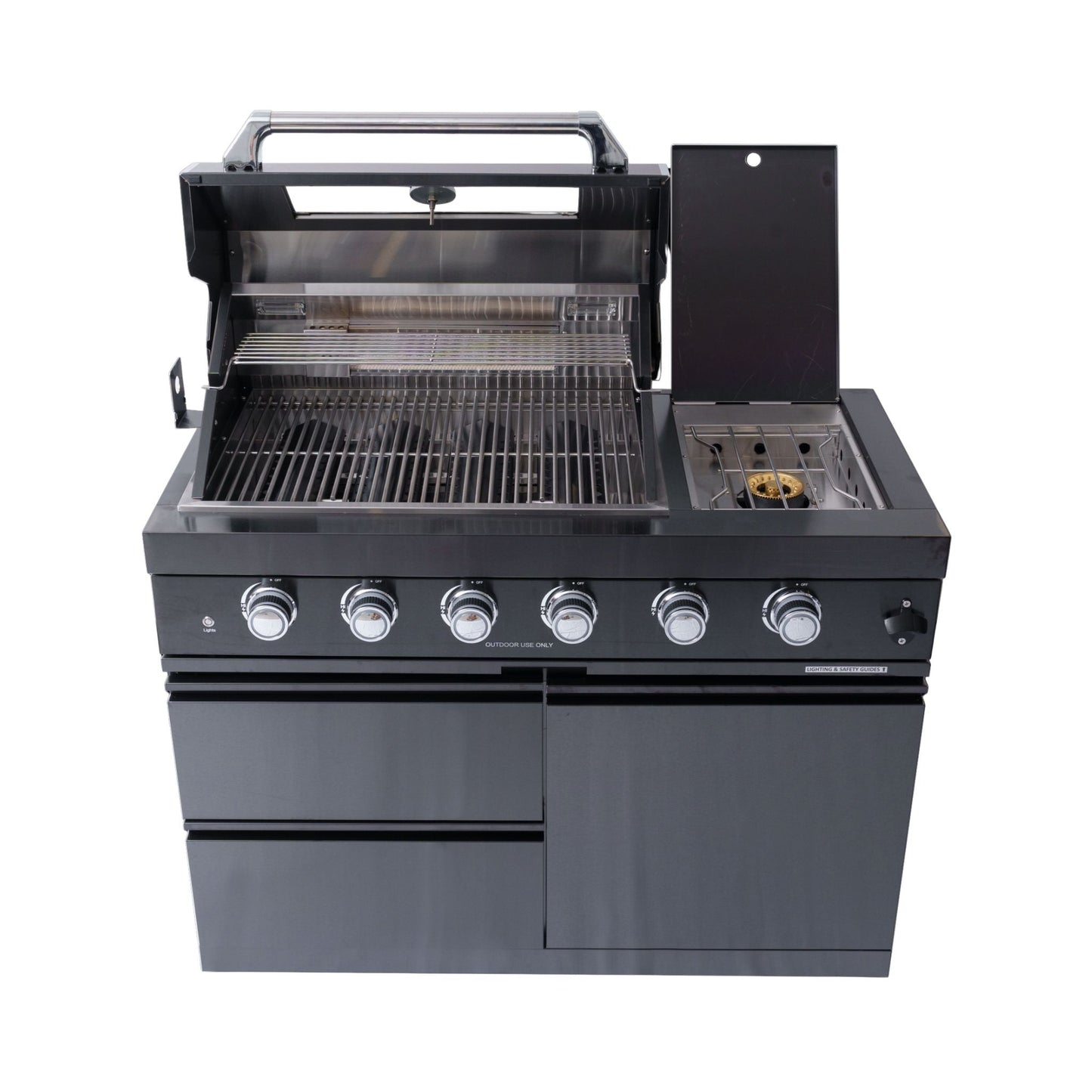Castelle Flame Premium Black Stainless Steel 4-Burner Gas Grill With Rotisserie Kit