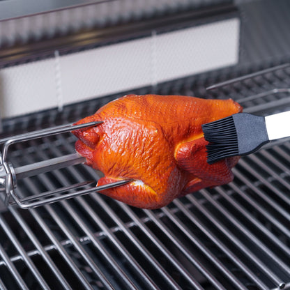 Castelle Flame Premium Black Stainless Steel 4-Burner Gas Grill With Rotisserie Kit