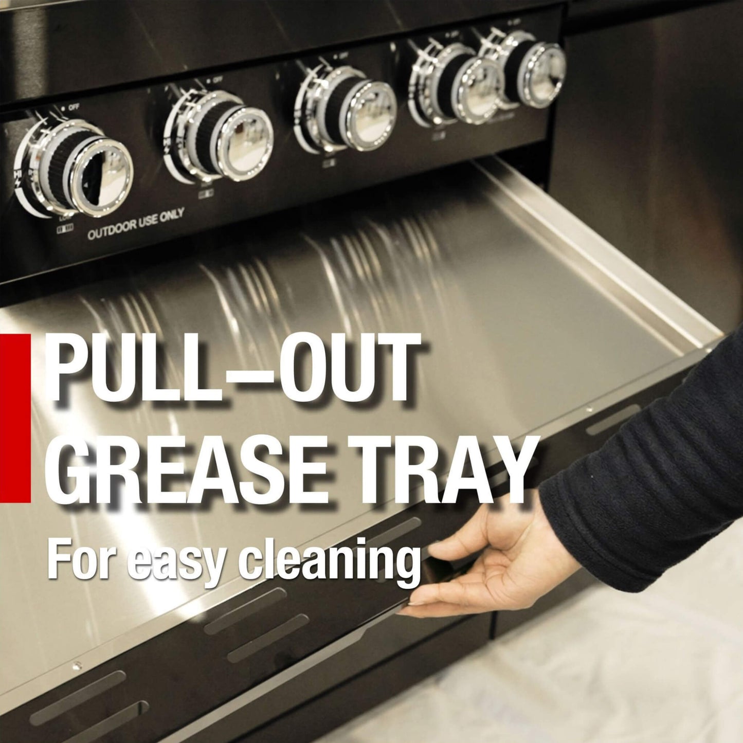 Castelle Flame Premium Black Stainless Steel 4-Burner Gas Grill With Rotisserie Kit