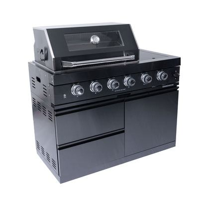 Castelle Flame Premium Black Stainless Steel 4-Burner Gas Grill With Rotisserie Kit