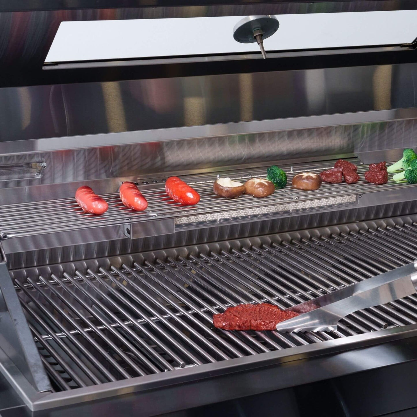 Castelle Flame Premium Black Stainless Steel 6-Burner Gas Grill Kitchen Island with Rotisserie Kit